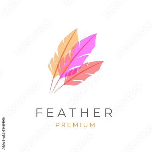 Feather vector illustration logo with overlapping colors