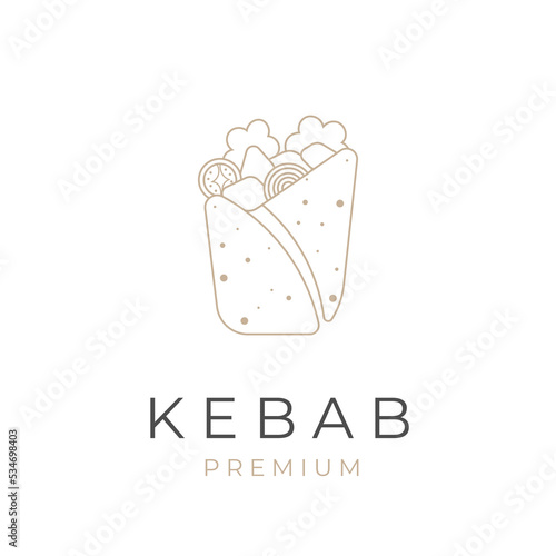 Simple elegant kebab line art illustration logo