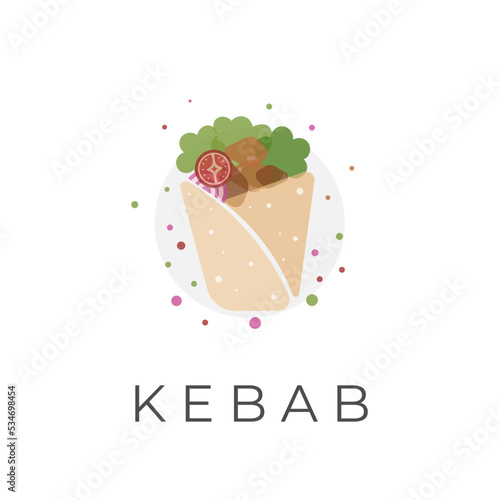 Simple fresh kebab vector illustration logo with overlapping colors