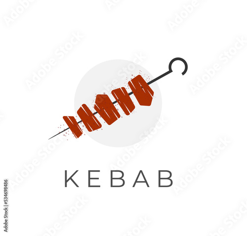 Red meat shashlik shish kebab vector illustration logo