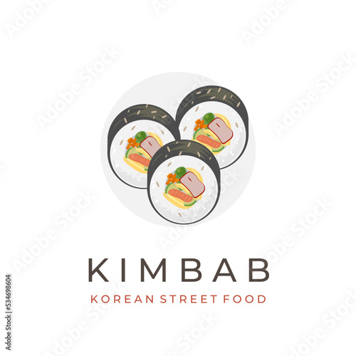 Korean food gimbap kimbap roll vector illustration logo