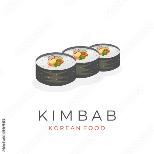 Ready-to-eat kimbap gimbap roll illustration logo photo