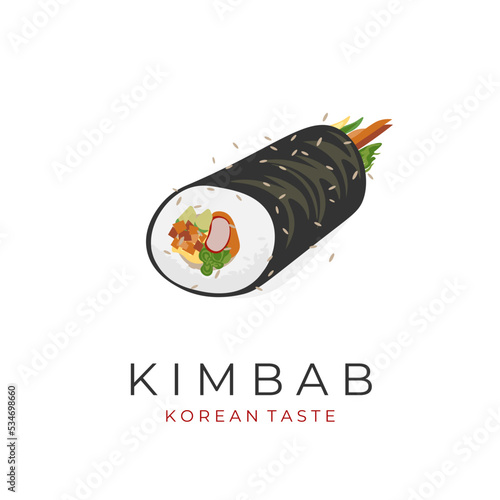 Korean food Kimbap gimbap roll vector illustration logo