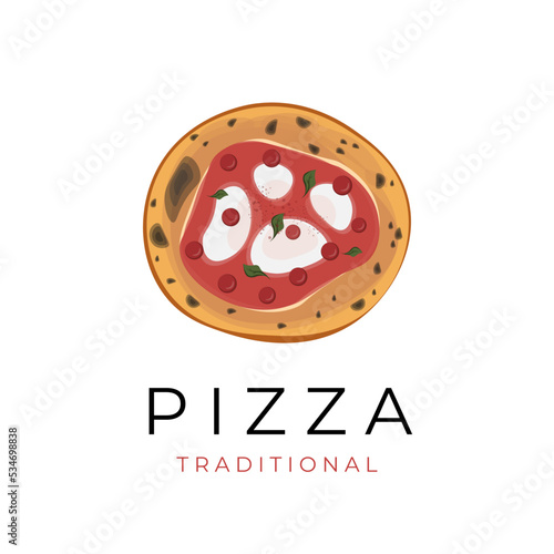 Traditional pizza vector illustration logo