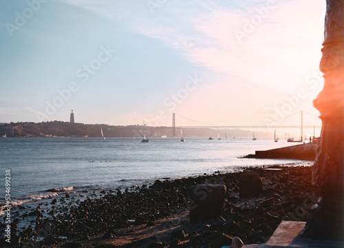 sunset over tagus river in lisbon Portugal © Pedro