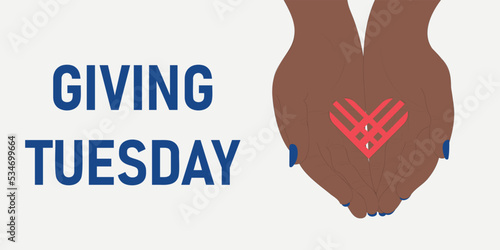 Giving Tuesday banner design. Hands holding awereness symbol. Vector illustration