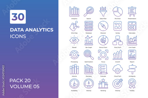 data analysis icons collection.