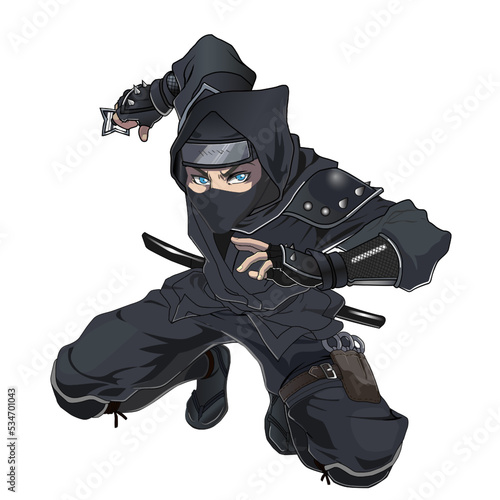 Female Ninja Manga Character for Comics in Vector