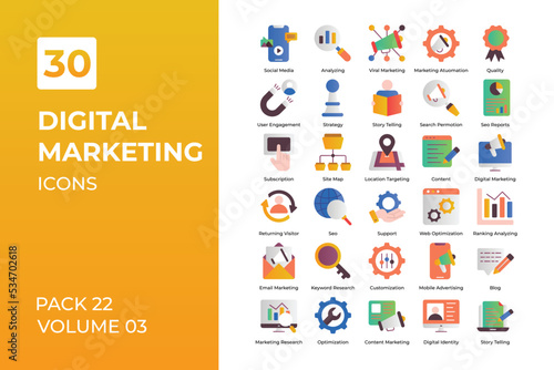 digital marketing icons collection.