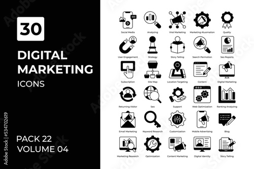 digital marketing icons collection.