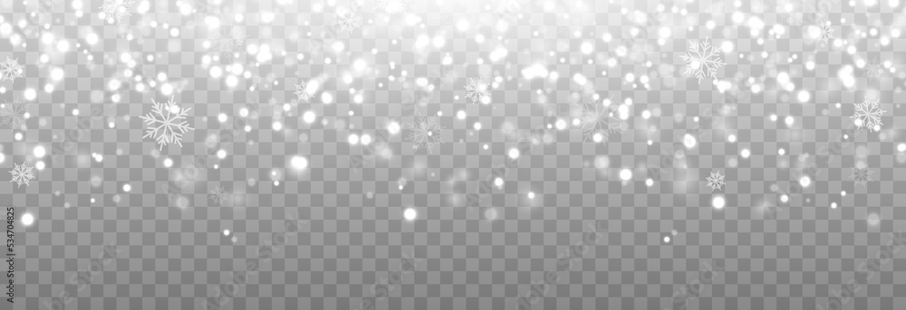 Vector snow. Snow png. Snow on an isolated transparent background. Snowfall, blizzard, winter, snowflakes png. Christmas image.