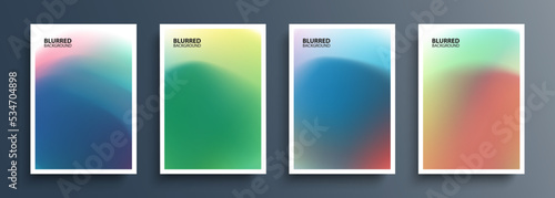 Set of blurred backgrounds with color gradients. Abstract graphic templates collection for brochures, posters, banners and book covers. Vector illustration.