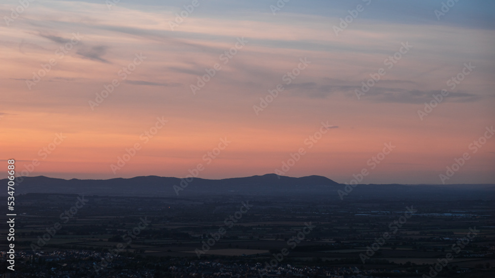 Sunset over the Malvern Hills