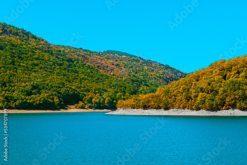 Obraz na plátně Eugi, Navarra, Spain, on September 11, 2022 land in the Eugi reservoir, discharg