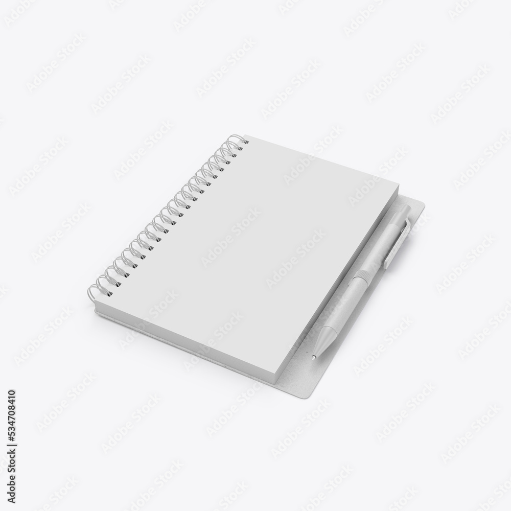 Kraft Notebook With Ring and Pen Mockup. 3D render Kraft Notebook With Ring and Pen Mockup. 3D render