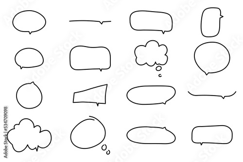 set of speech bubbles in sketch design