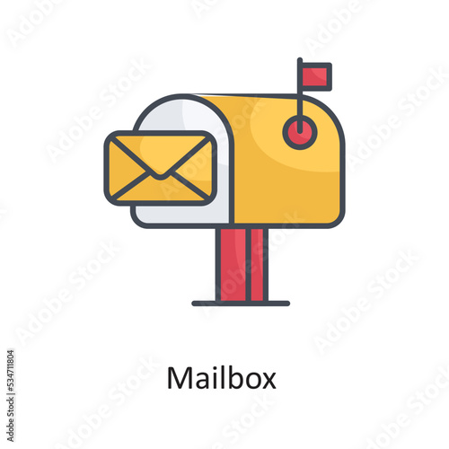 Mailbox Filled Outline Vector Icon Design illustration on White background. EPS 10 File
