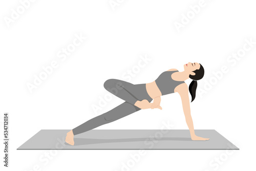 Side Plank Variation Revolved Half Bound Pose, Vasisthasana Variation Parivrtta Ardha Baddha Asana