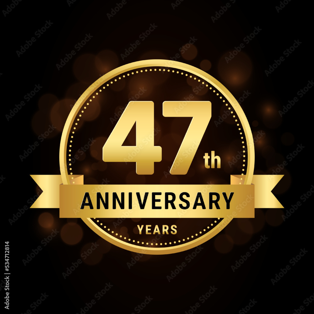 47th anniversary, anniversary celebration template design with gold ribbon. Logo vector illustration 47th anniversary, anniversary celebration template design with gold ribbon. Logo vector illustration