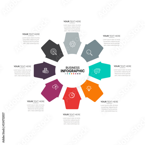 Business Infographic template. Business concept with 8 options. Business data visualization. Process chart. Abstract elements of graph, diagram with steps, options, parts or processes.