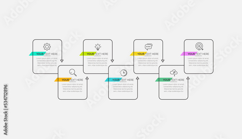 Business Infographic template. Business concept with 7 options. Business data visualization. Process chart. Abstract elements of graph, diagram with steps, options, parts or processes.
