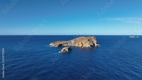 Small Island off the West Coast of Ibiza in the Summer Aerial View photo