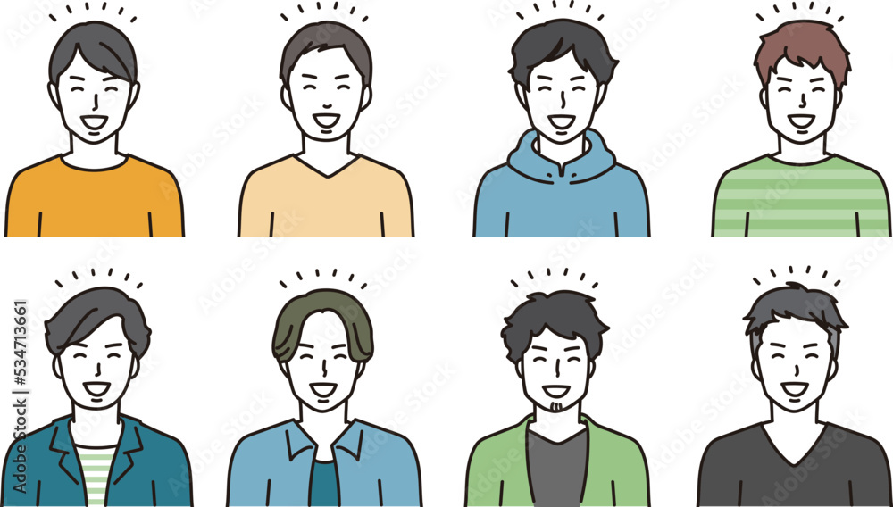 笑顔の正面向き男性アイコン 笑顔の正面向き男性アイコン
