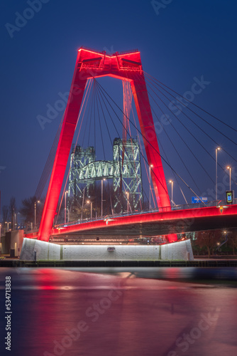 Rotterdam Willemsbrug at night
