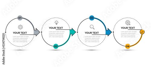 Modern Business Infographic template. Infographic design with icons and 4 options or steps. Thin line vector. Infographics business concept. low charts, presentations, banners, printed materials.