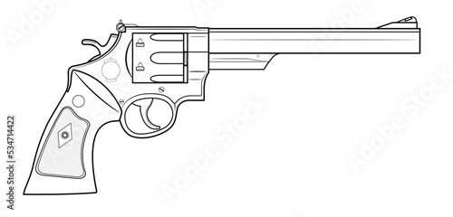 Vector illustration of the 44 magnum Smith & Wesson M29 revolver on the white background