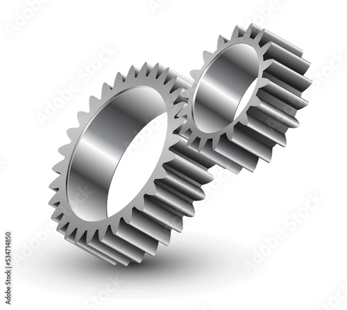 3d symbol, logo metal gears...