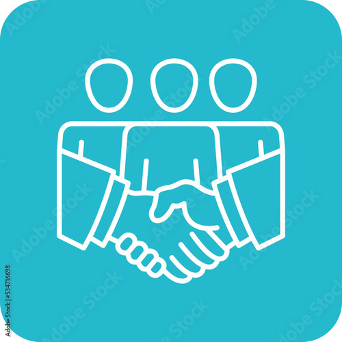 Teamwork Multicolor Round Corner Line Inverted Icon