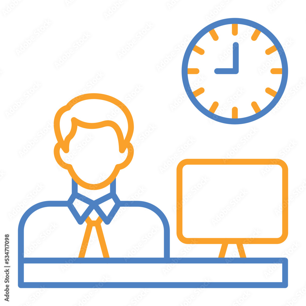 Working Hours Blue And Orange Line Icon Working Hours Blue And Orange Line Icon