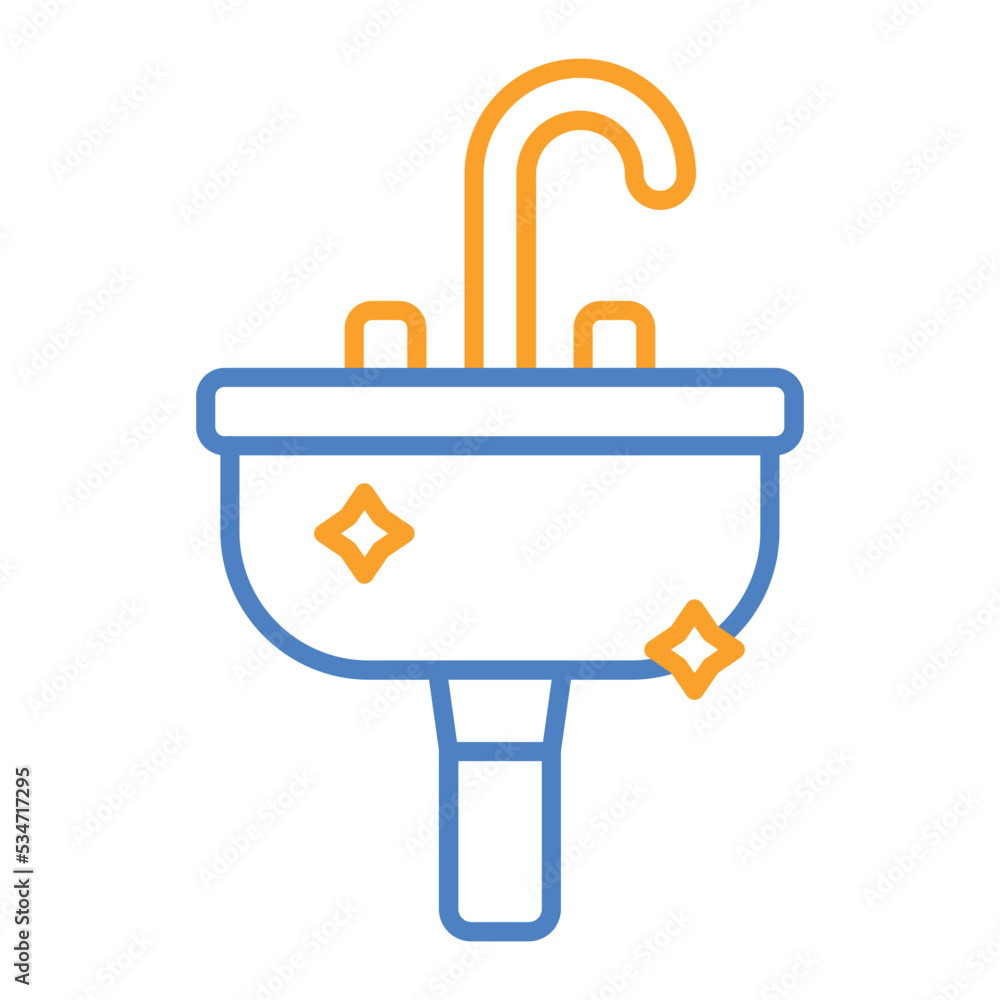 Sink Blue And Orange Line Icon Sink Blue And Orange Line Icon