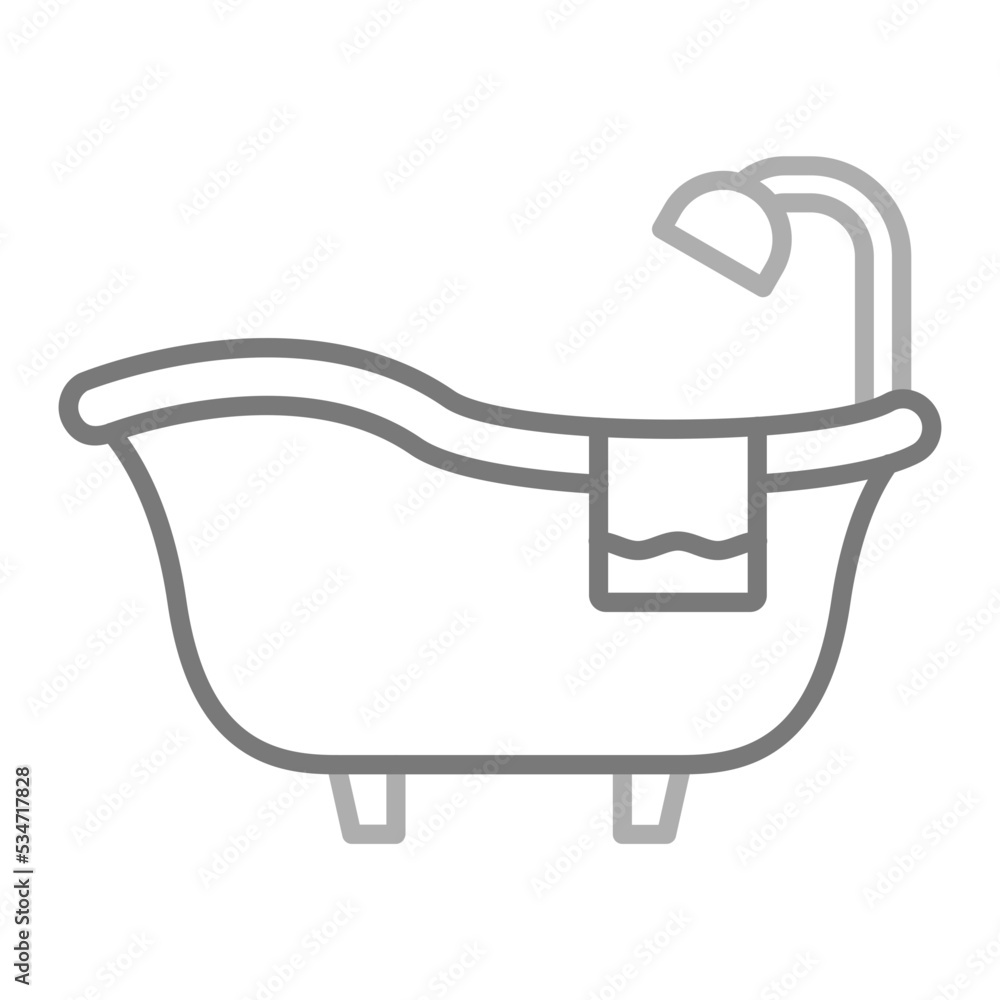 Bathtub Greyscale Line Icon Bathtub Greyscale Line Icon