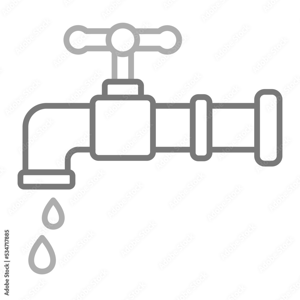 Water Tap Greyscale Line Icon Water Tap Greyscale Line Icon