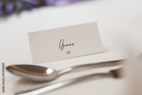 Gemma name place card.  Forename tag for table place. photo