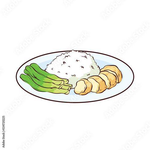 hand drawn hainan rice food