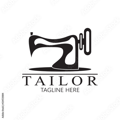 tailor logo icon illustration template combination of buttons for clothes, thread and sewing machine, for clothing product design, convection companies, fashion in vector form