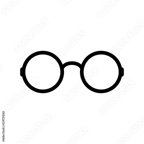 Circle lens glasses. Vector icon. Isolated illustration on white background.