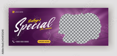 Delicious ice cream web banner or shop social media timeline cover design template