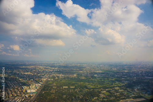 Aerial view building central of Bangkok metropolitan city