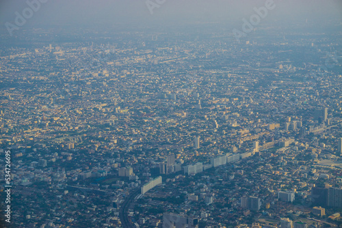Aerial view building central of Bangkok metropolitan city
