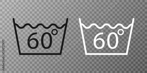 Machine wash hot 60, washing icon. Vector illustration, flat design