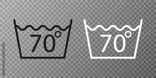 Machine wash hot 70, washing icon. Vector illustration, flat design