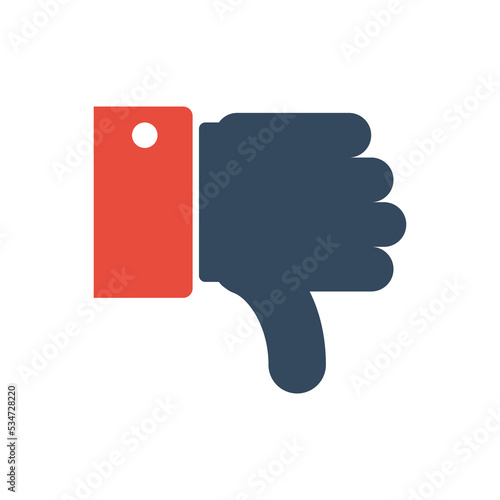 thumb down vector icon, dislike or bad answer symbol, negative emotion pictogram photo