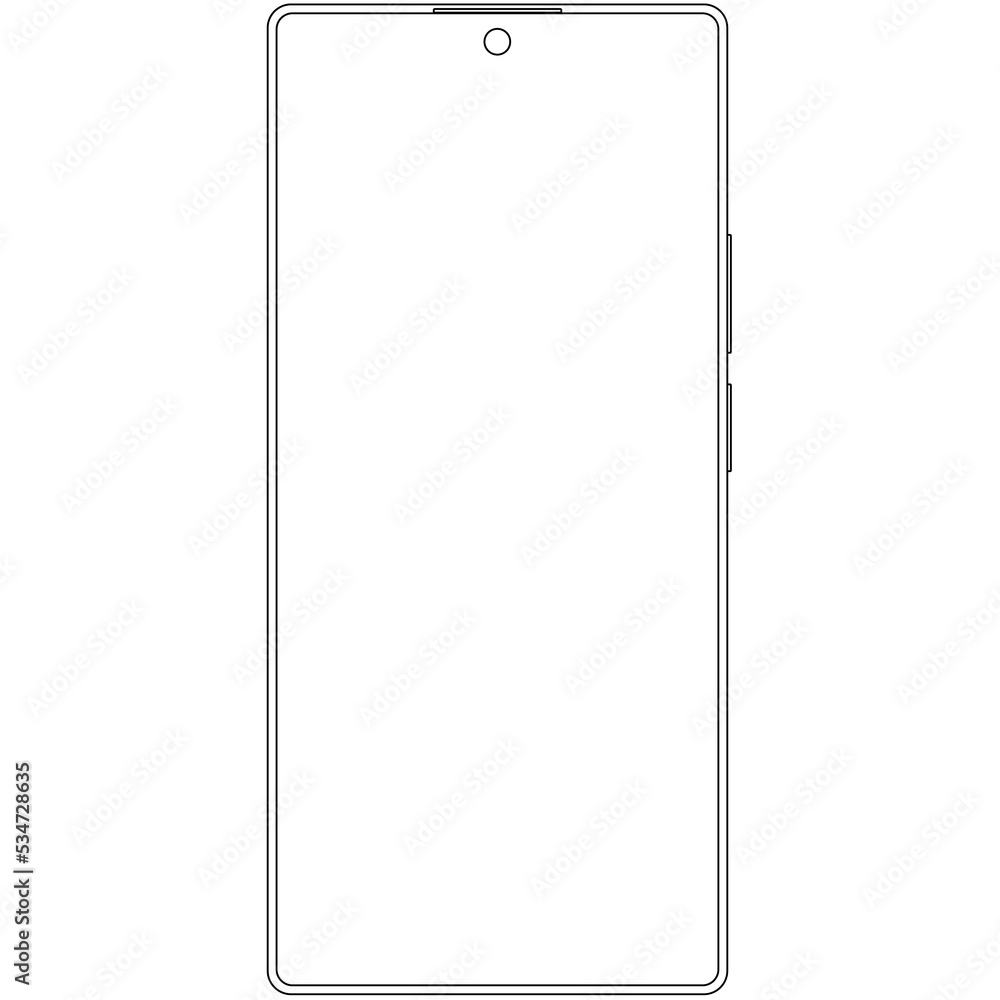 smartphone, portable computer device combines mobile telephone sketch drawing, contour lines drawn smartphone, portable computer device combines mobile telephone sketch drawing, contour lines drawn