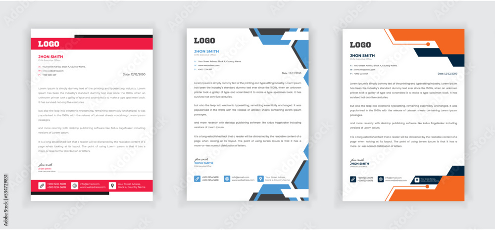 corporate modern letterhead design template Bundle Set.