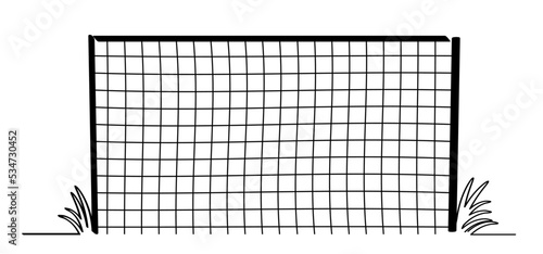Drawing cartoon football net. rope net icon or logo. Web for soccer ball. Funny vector sport icon. World wk, ek sport finale game cup. Net pattern