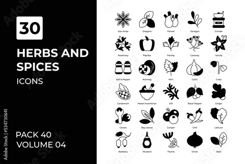 herb and spices icons collection.